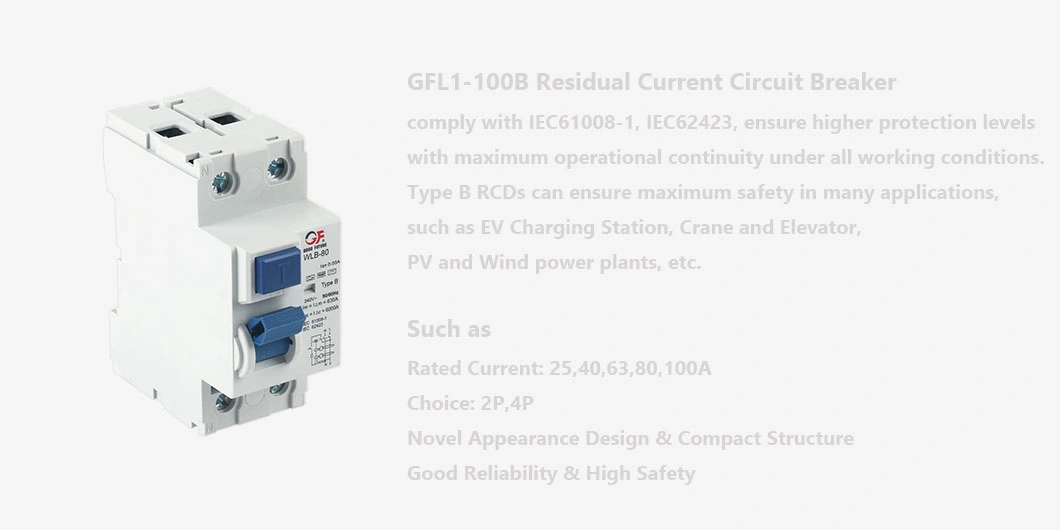 Gfl1-100b 6ka Electromagnetic Type B RCCB for Circuit Protection Devices-RCCB