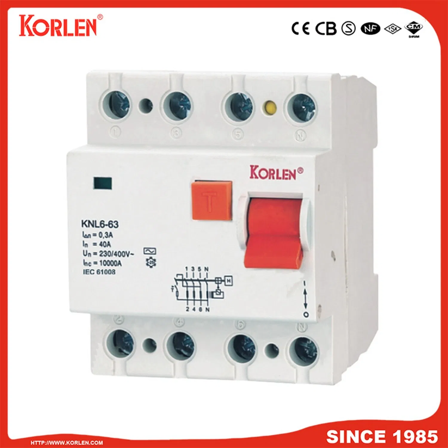 Interruttore automatico corrente residua 2p 4p RCBO Knl6